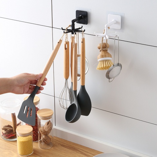 CONFIRM MURAH - New Modern Creative Rotatable Hook Bathroom Kitchen Rack Free Punch Storage Bathroom Firm Hook