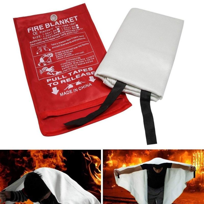 FIRE BLANKET FIBERGLASS FIRE FLAME RETARDANT EMERGENCY SURVIVAL WHITE SHELTER SAFETY COVER BOMBA API ALAT PEMADAM API