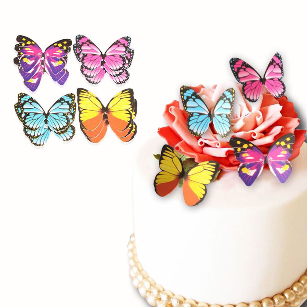 50pcs Multicolor Butterfly Decoration Picks Baking Stand Decor