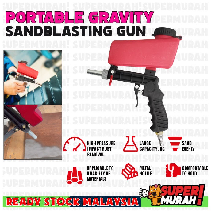 [ Sandblasting Gun ] 90psi Portable Gravity Pneumatic Mini Aerodynamic