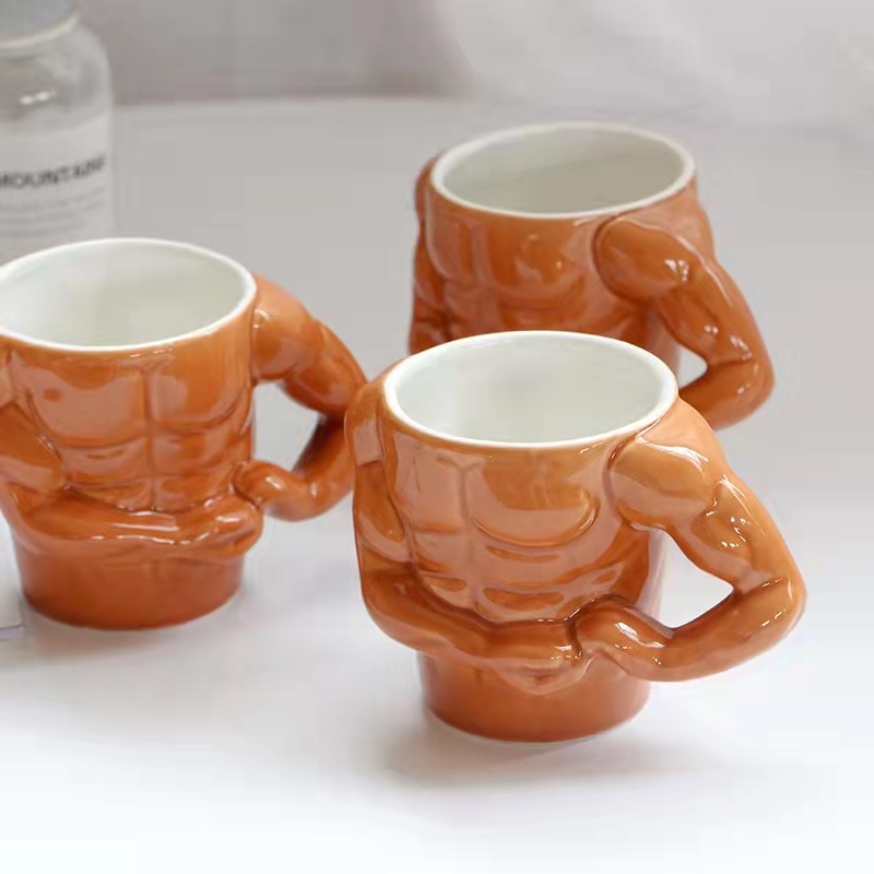 【Howe.my】 Creative Cute Macho Muscular Cup Ceramic Mug Prank Gift Water Cup猛男肌肉陶瓷马克杯恶搞送礼高颜值水杯