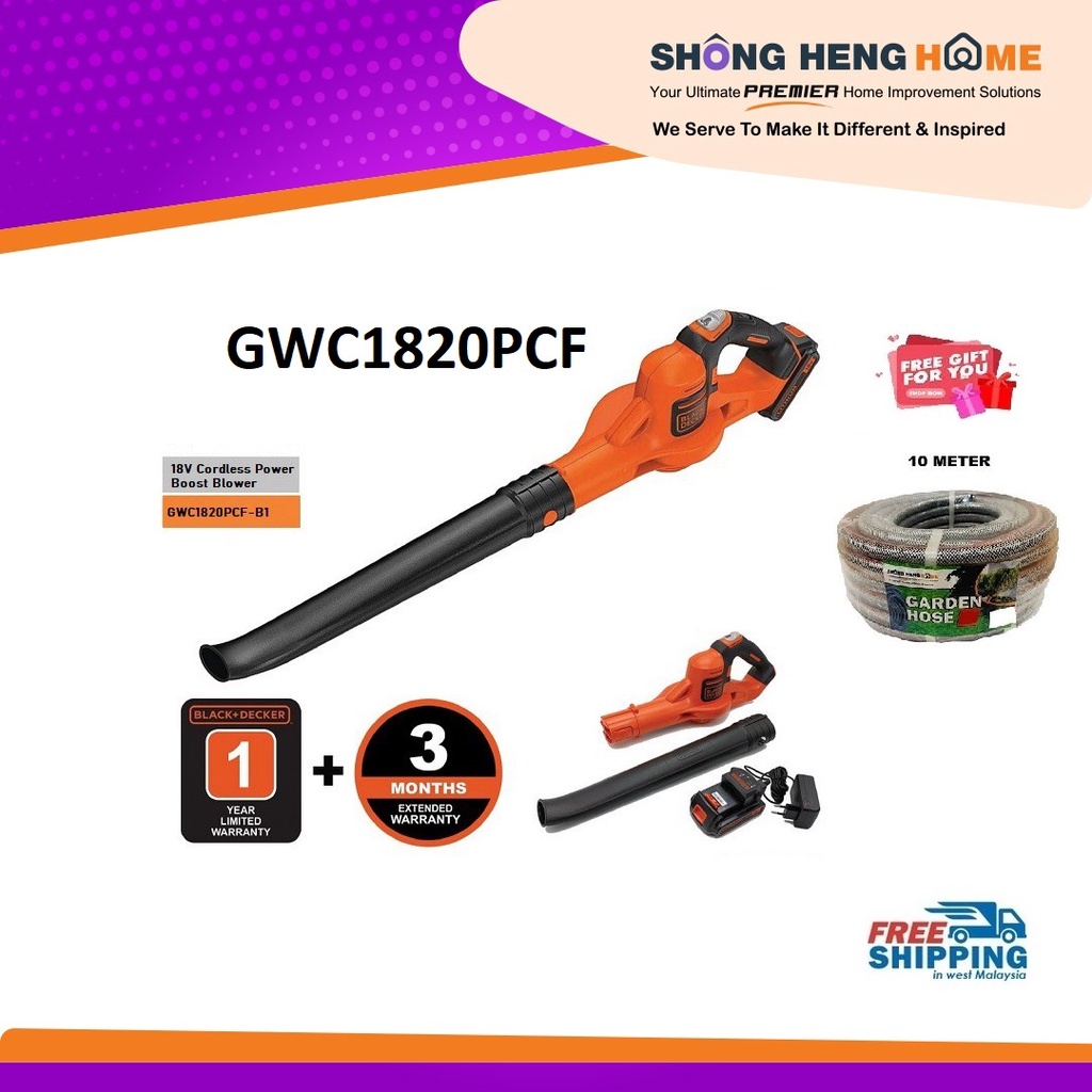 FREE SHIPPING [EXTRA RM30 OFF] BLACK & DECKER GWC1820PCF 18V Cordless Lithium Ion Power Boost Blower ( GWC1820 )