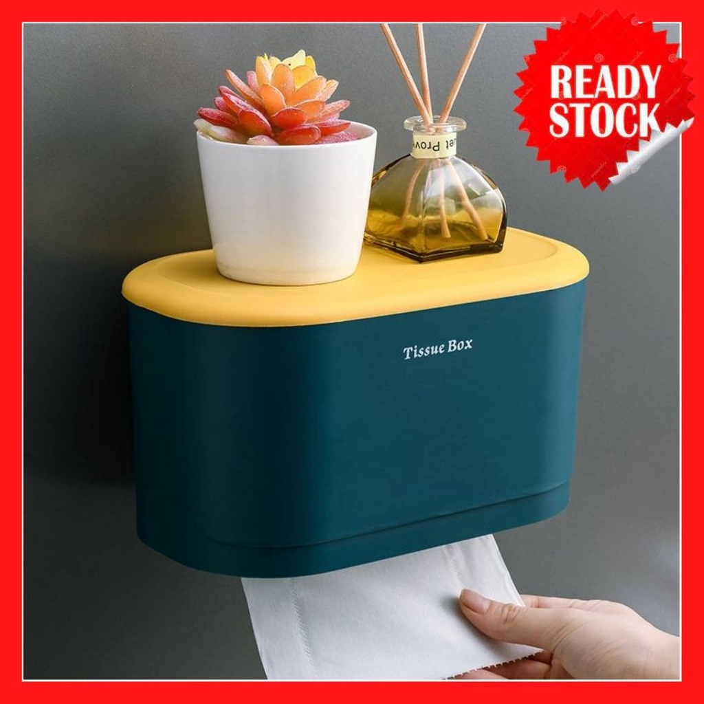 Wall Mounted Bathroom Storage Box Waterproof Tissue Dispenser Toilet