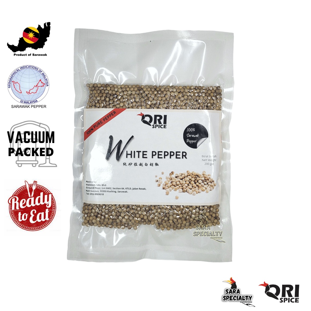 [READYSTOCK] 100% Pure 纯真够辣 200g Sarawak White Pepper Peppercorn Berry Spice / Biji Lada Putih Sulah / 砂拉越白胡椒粒 -OriSpice