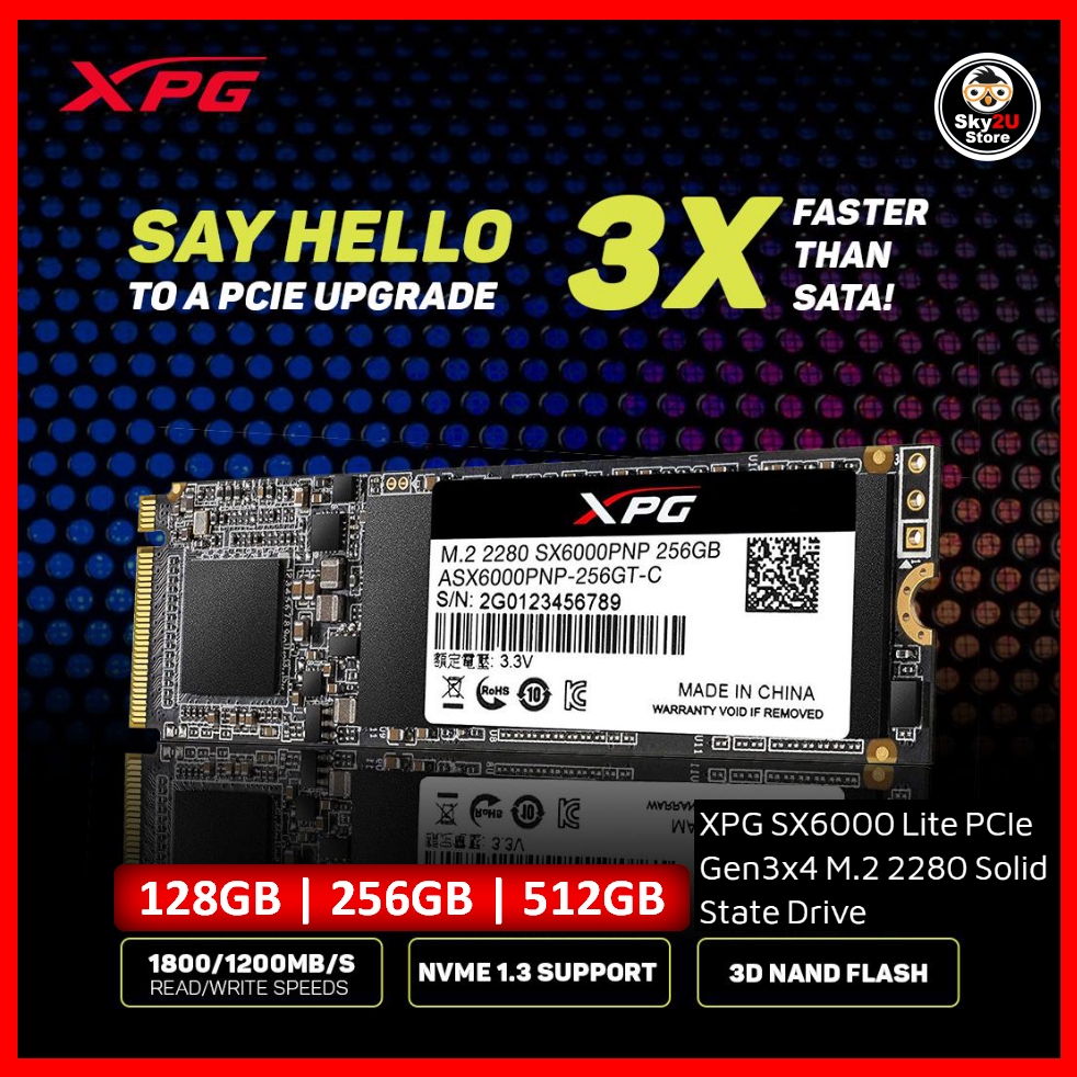 Adata Xpg Sx6000 Lite Pcie Gen3x4 M 2 2280 Ssd Shopee Malaysia