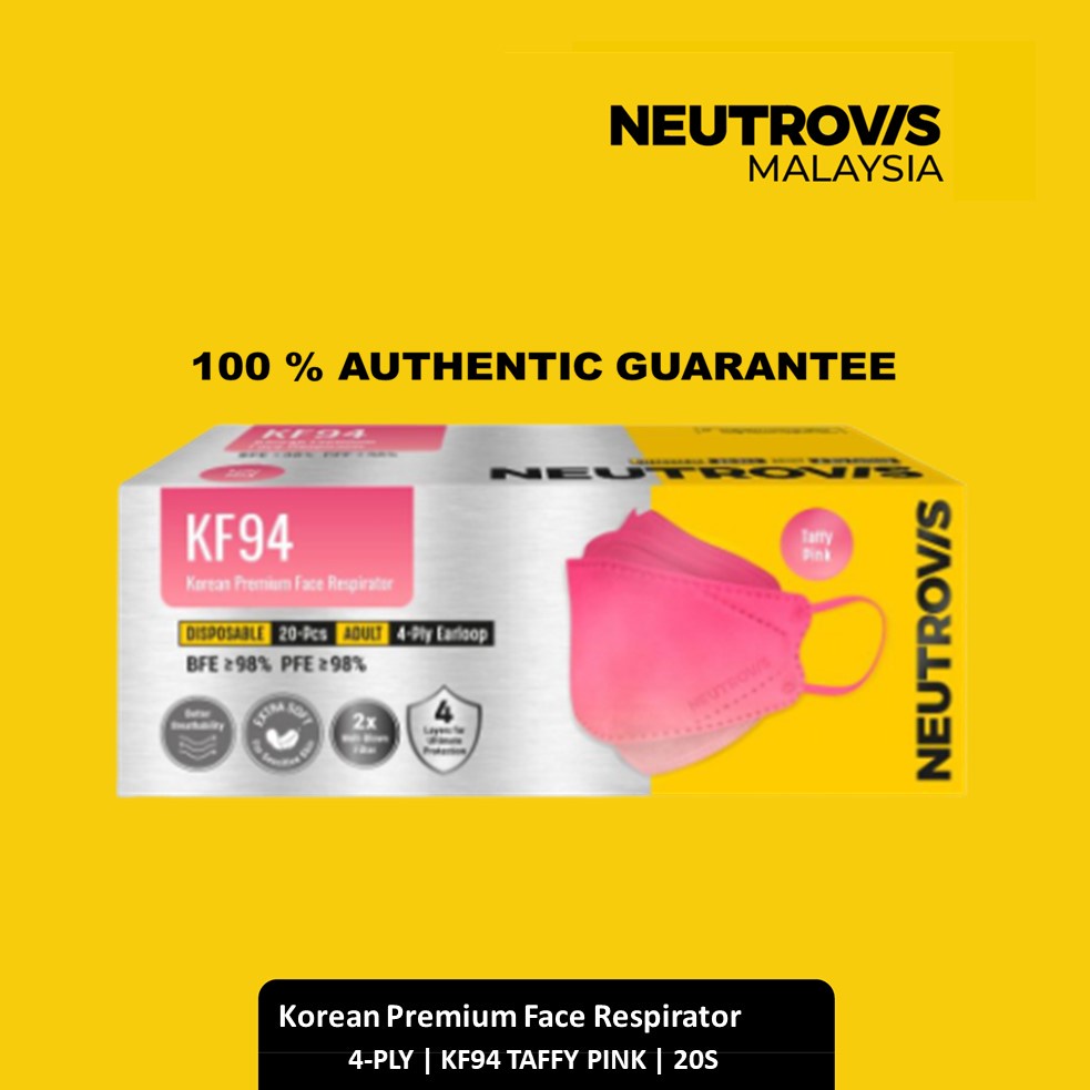 KF94 Taffy Pink Neutrovis Korean Premium Face Respirator 4PLY - 20 pcs