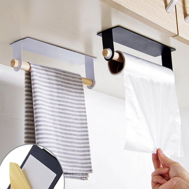 Kitchen Towel Hanger Rack Bar Cabinet Cling Film Rag Hanging Holder Organizer | Shopee Malaysia