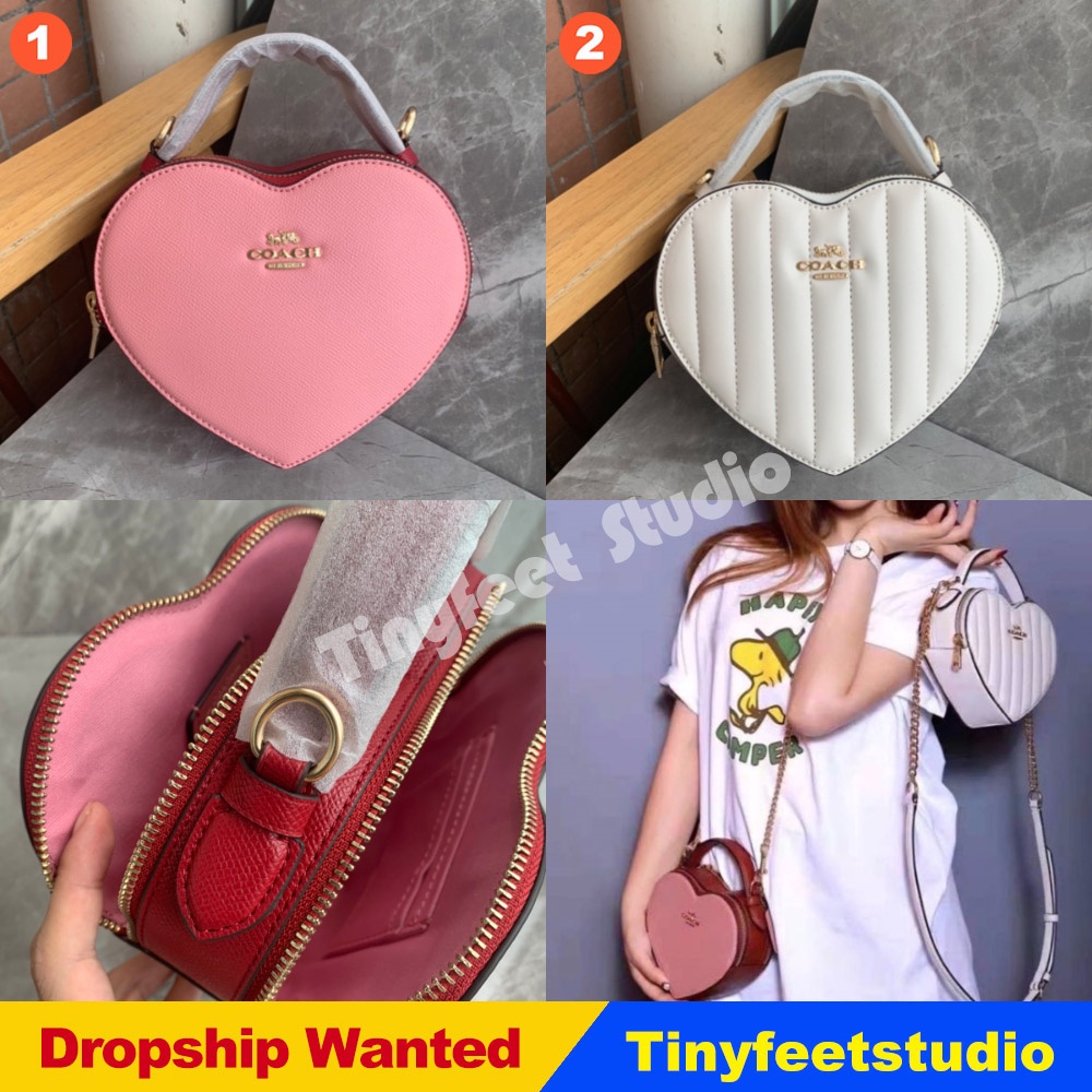 Coach C5118 C5119 Heart Crossbody Leather Colorblock Quilting Women Handbag Crossbody Sling Chain Bag Shopee Malaysia