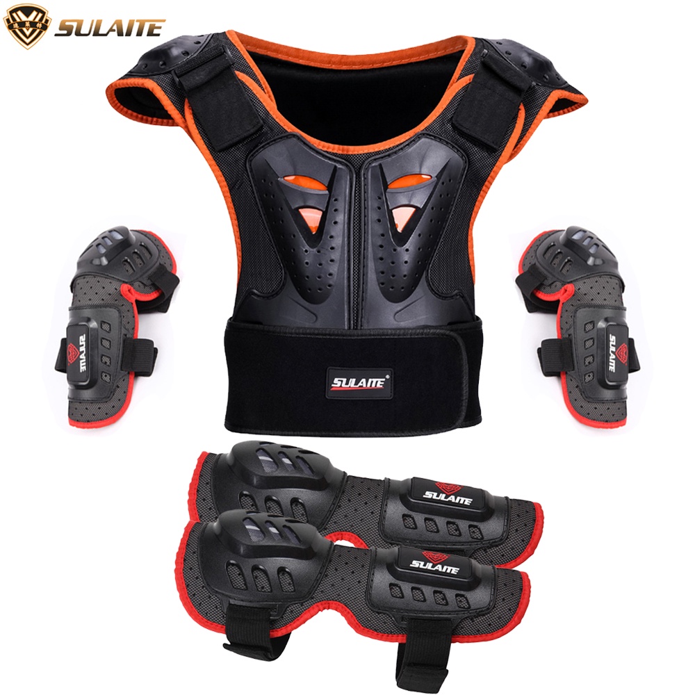 Kids Motorcycle Armor Vest Suit Body Dirt Bike Protective Gear Youth Chest Spine Protector Child Elbow Knee Pads for Outdoor Racing Riding Skating Snowboarding Skiing 