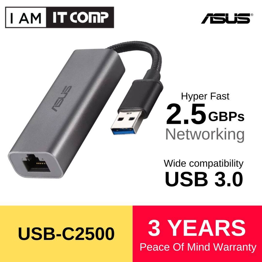 ASUS USB-C2500 - USB Type-A 2.5G Base-T Ethernet Adapter with backward ...