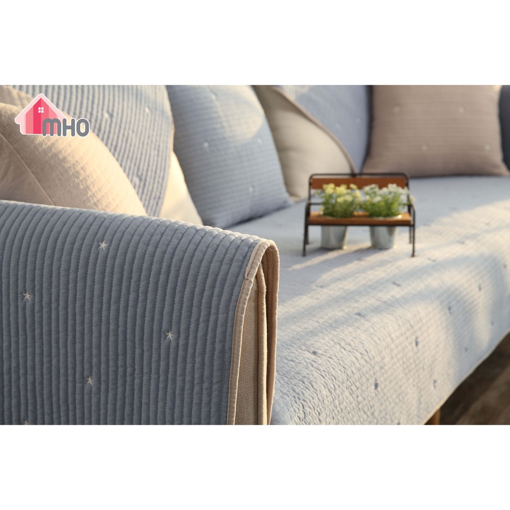 Star Blue & Pink 1/2/3/ Seater Sofa Cover Slipcover Cotton Sofa Cover Alas Sofa Lapik Sofa Sarung Sofa Home Living