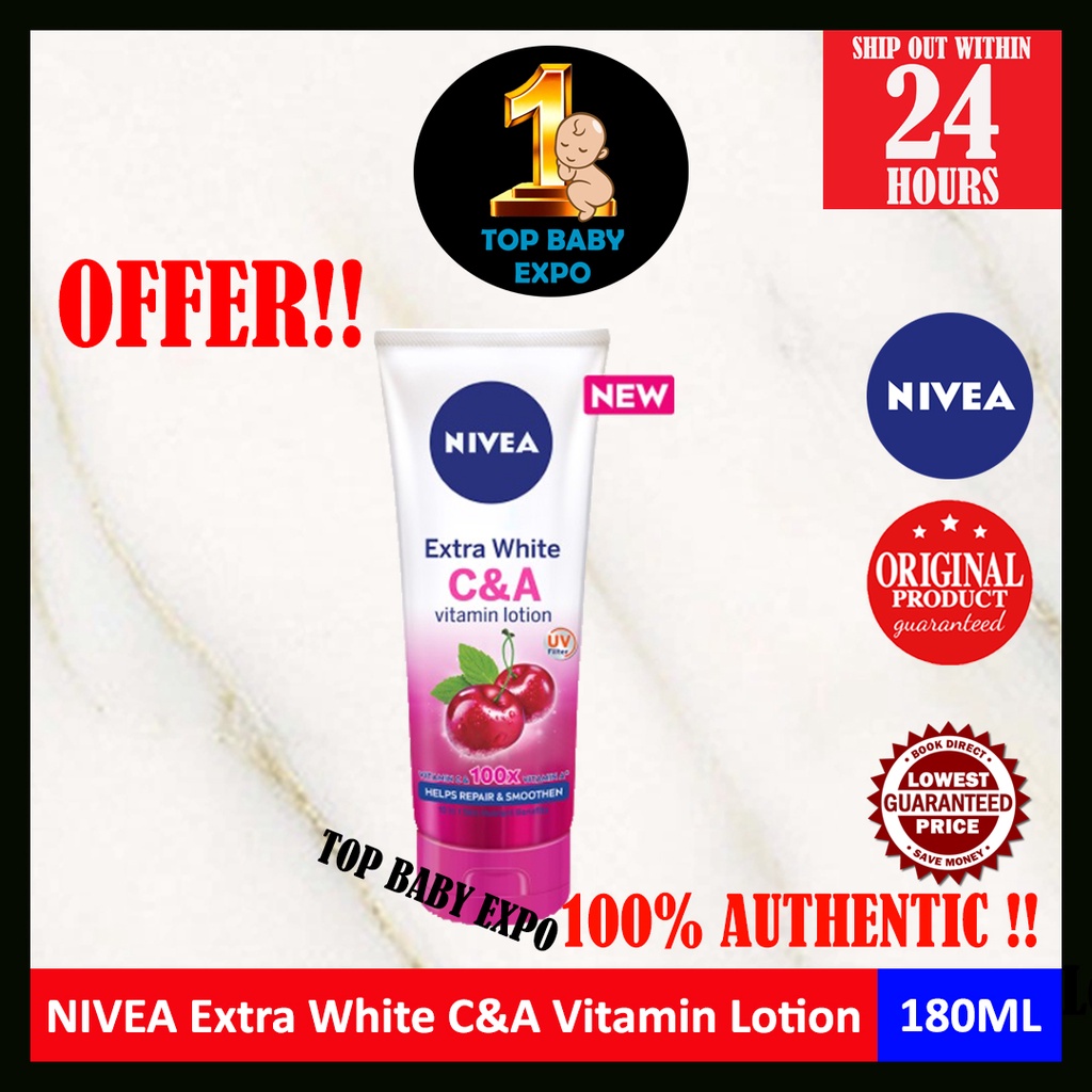 NIVEA Extra White C&A Vitamin Lotion (180ml / 320ml) (Body Moisturizer ...