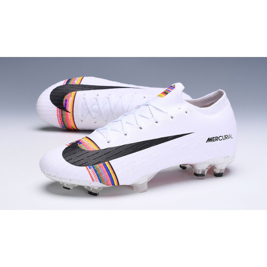 white and rainbow nike soccer cleats