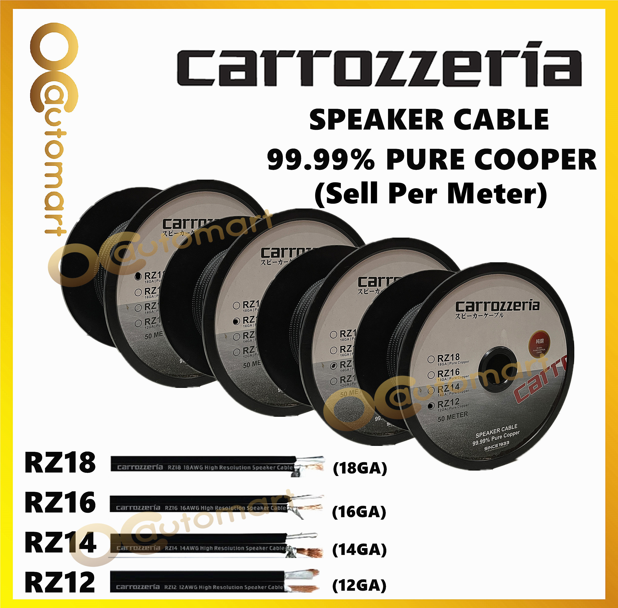 Carrozzeria Audio Speaker Cable Speaker Wire ( Sell Per Meter )