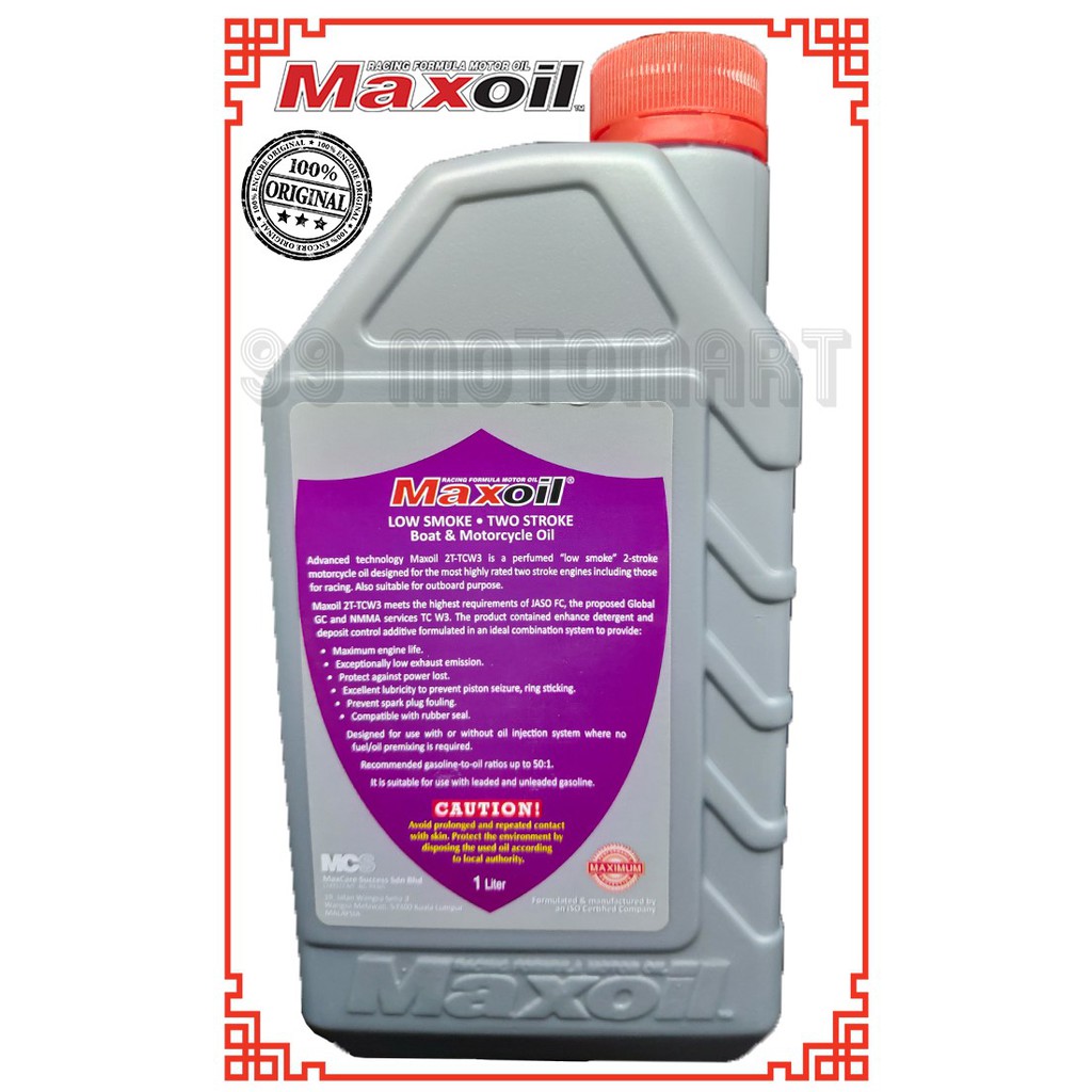 Maxoil 2t Tcw3 Low Smoke Two Stroke Jaso Fc Original Boat Motorcycle Oil Shopee Malaysia