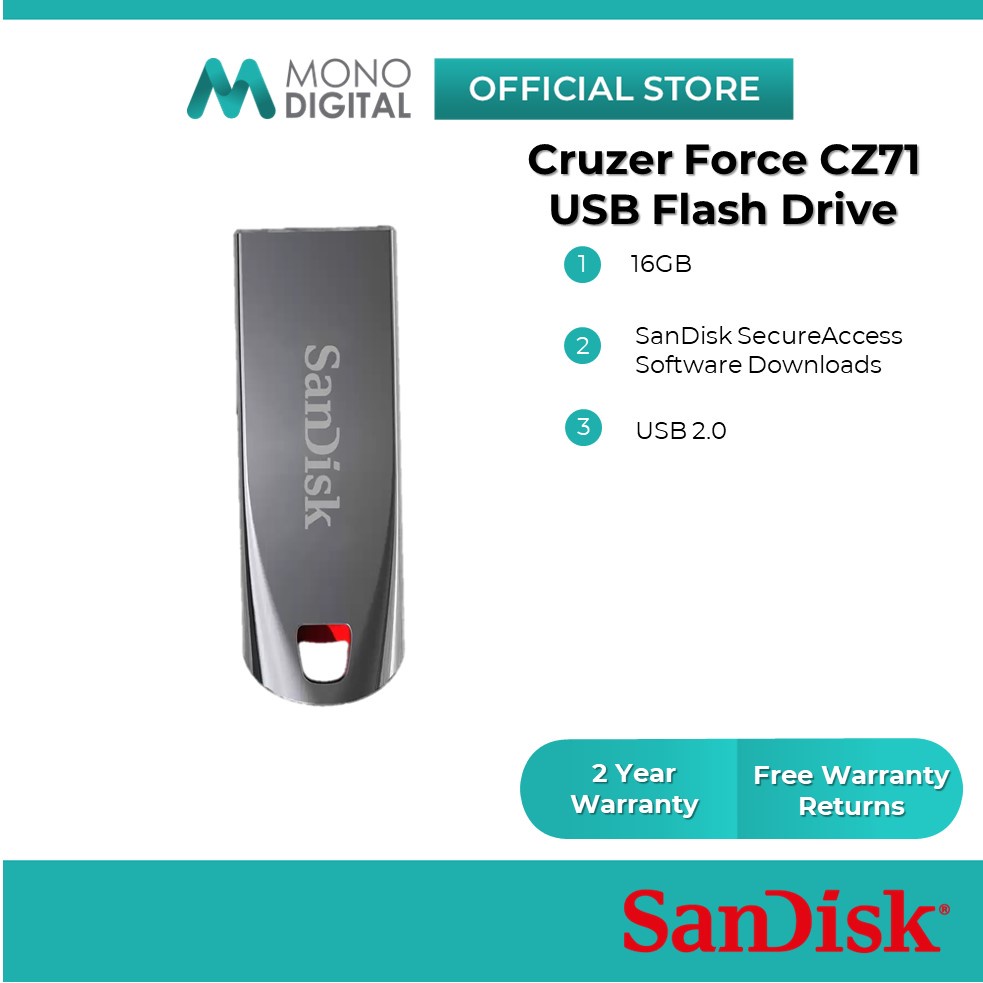 Sandisk Cruzer Force Metal CZ71 Flash Drive/USB Flash Drive Pendrive USB 2.0 (8GB/16GB/32GB/64GB)