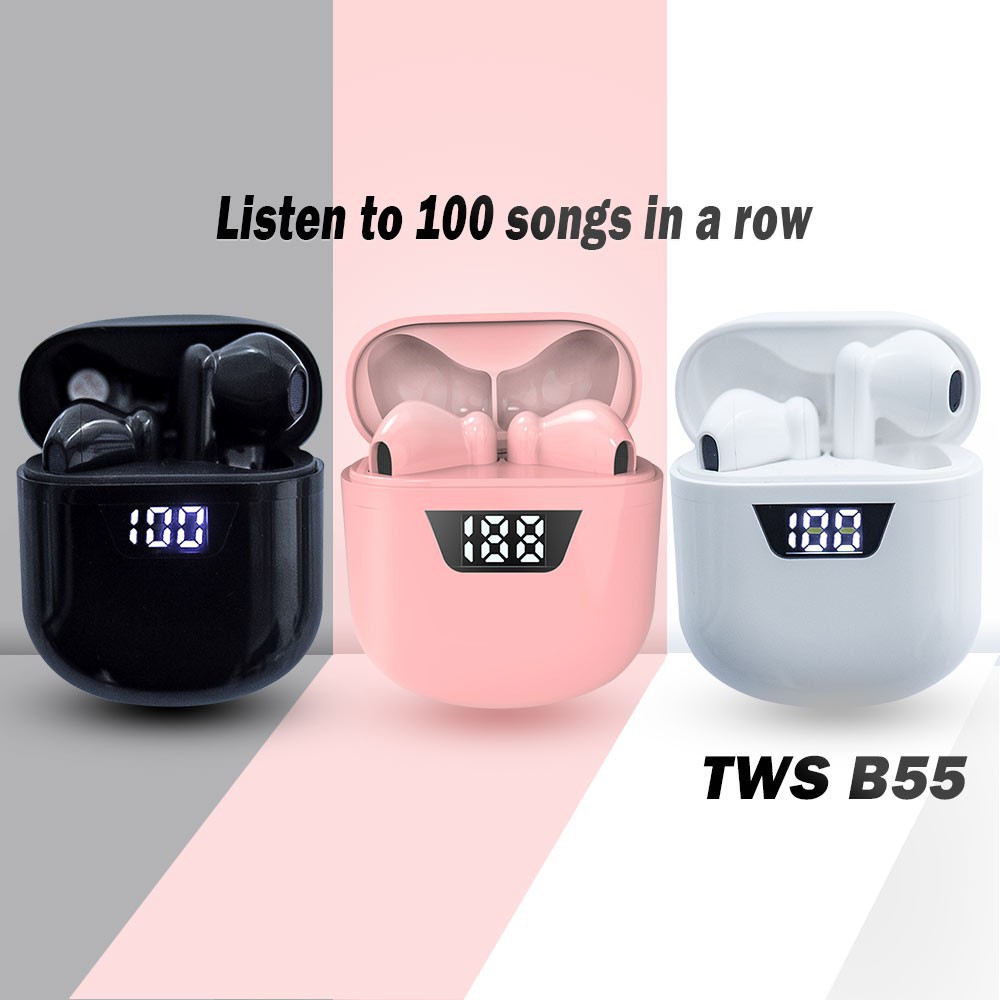 Shipping Penghantaran Percuma Tws B55 Bluetooth Earphone Tanpa Wayar Hifi Jangka Hayat Bateri Panjang Macaron Asli Unt Shopee Malaysia