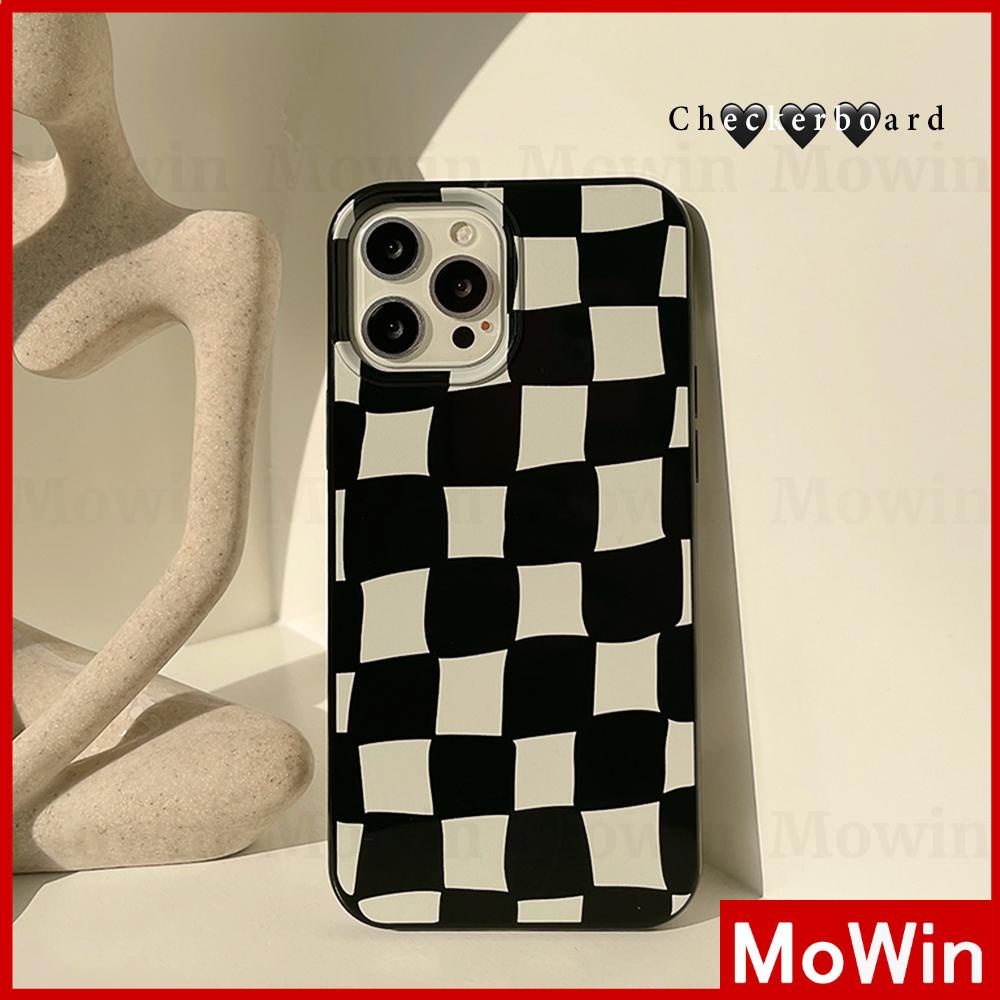 Casing Compatible for iPhone 13 11 iPhone Case Silicone Soft Case Candy Case Bright Black Big Hole Camera Protection Shockproof Checkerboard Square Geometric Checkerboard Style Compatible for iPhone 13 Pro Max iPhone 12 Pro Max iPhone 11 iPhone 7 Plus