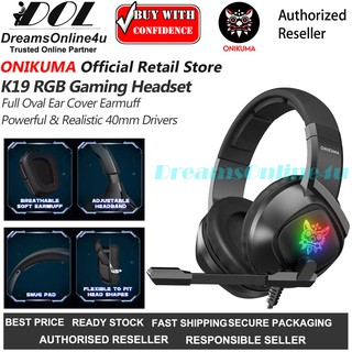 ONIKUMA K19 RGB Full Oval Ear Cover Cushions Heavy Bass Stereo Ultimate Gaming Headphones with Microphone Mobile Phone