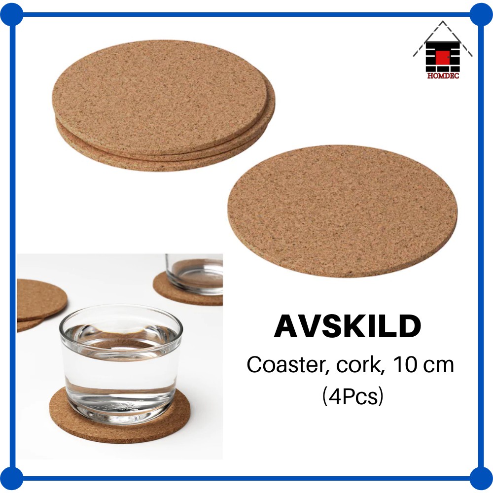 IKEA AVSKILD Coaster, cork, 10 cm I Alas gelas, gabus, 10 cm Shopee Malaysia