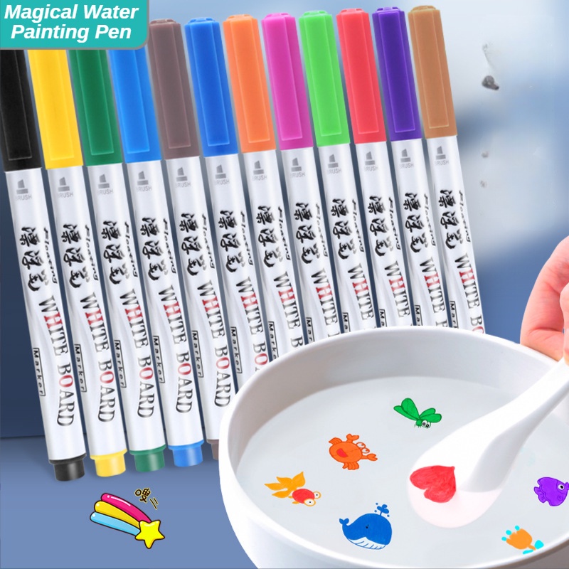 Magical Water Painting Pen Whiteboard Markers Floating Ink Pen Doodle Water Pens Montessori Early Education Toy Art Supplies