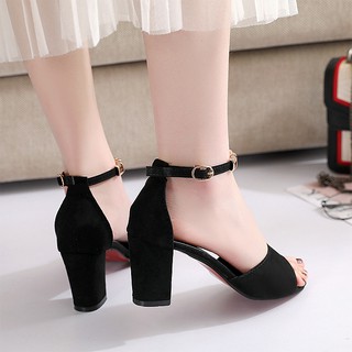 CUTEBORONG Omament Square High heel Sandal  Kasut 