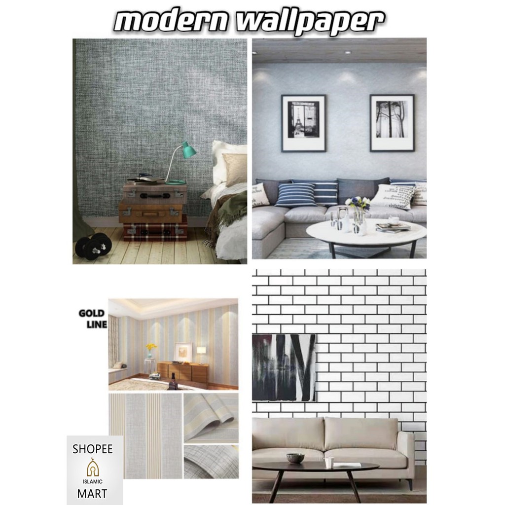 [ 5 METER PANJANG ]KERTAS DINDING MODEN CORAK JALUR/3D BRICK WALLPAPER SELF ADHESIVE STICKER HOME DECOR merdeka batubata