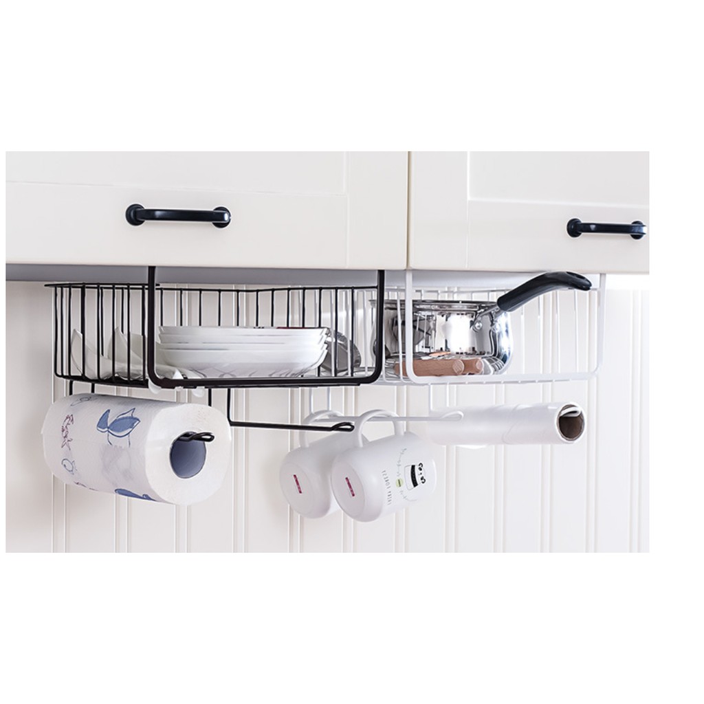 2 Pack Hanging Kitchen Baskets Under Cabinet Storage Shelf Wire
