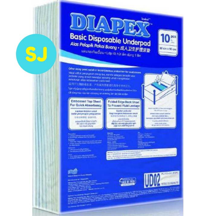 Diapex Basic Disposable Underpad (60cm x 90cm x 10 Pcs)
