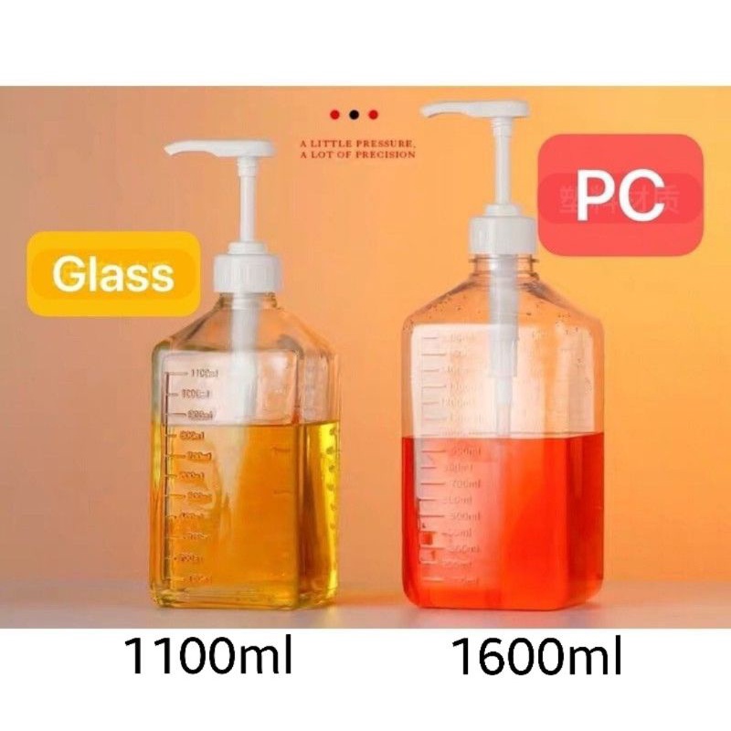 Sugar Press PC Bottle Milk Tea Syrup Pump Juice Liquid Oil Dispenser Hand Pressure 1600ml 糖压瓶