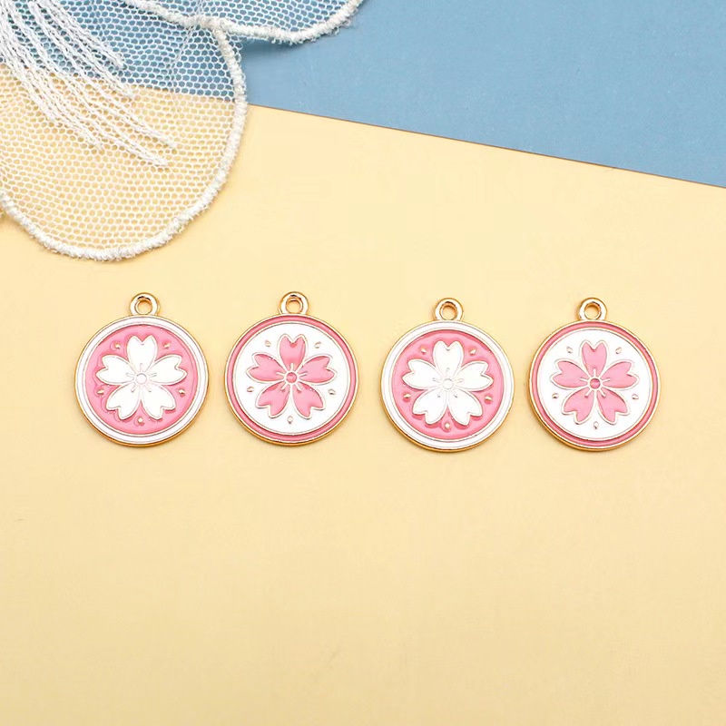 Sakura Alloy Pendant Accessories Hand-Made Small Charm Handmade diy Jewelry Bracelet Material Necklace Key Ring