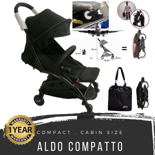Aldo Compatto Stroller - Black (wt 