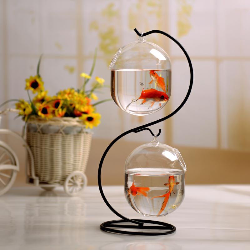 Gantung bingkai besi tabletop tangki ikan kaca gantung Gantung bingkai besi tabletop tangki ikan kaca gantung