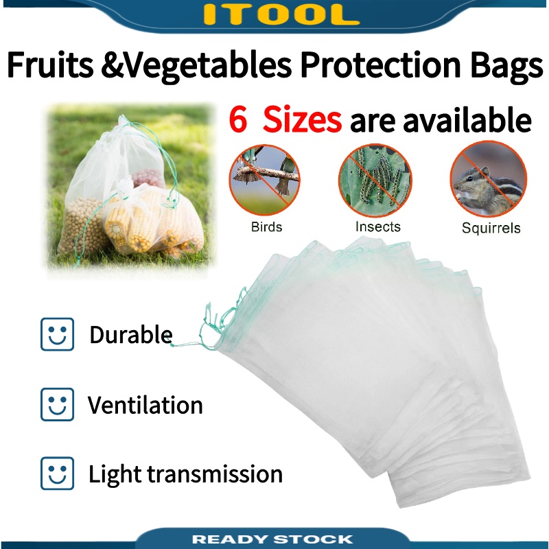 ITOOL Nylon Mesh Bag Fruit Net Bag Vegetable Storage Bag Reusable for Garden Fruit Trees or Vegetables Prevention