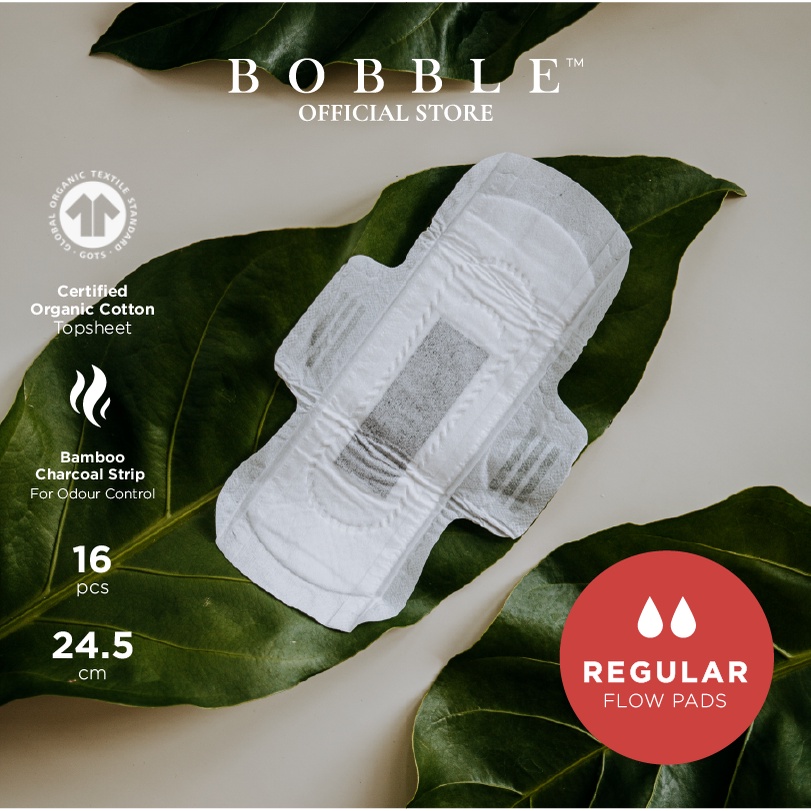 BOBBLE Organic Cotton Sanitary Pads Regular Flow (16 Pcs) Shopee
