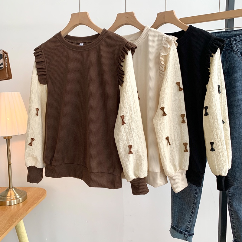 Korean Style Women Ladies Loose Ruffle Tops Puff Long Sleeve Shirt Blouse Baju Baju Wanita Lengan Panjang