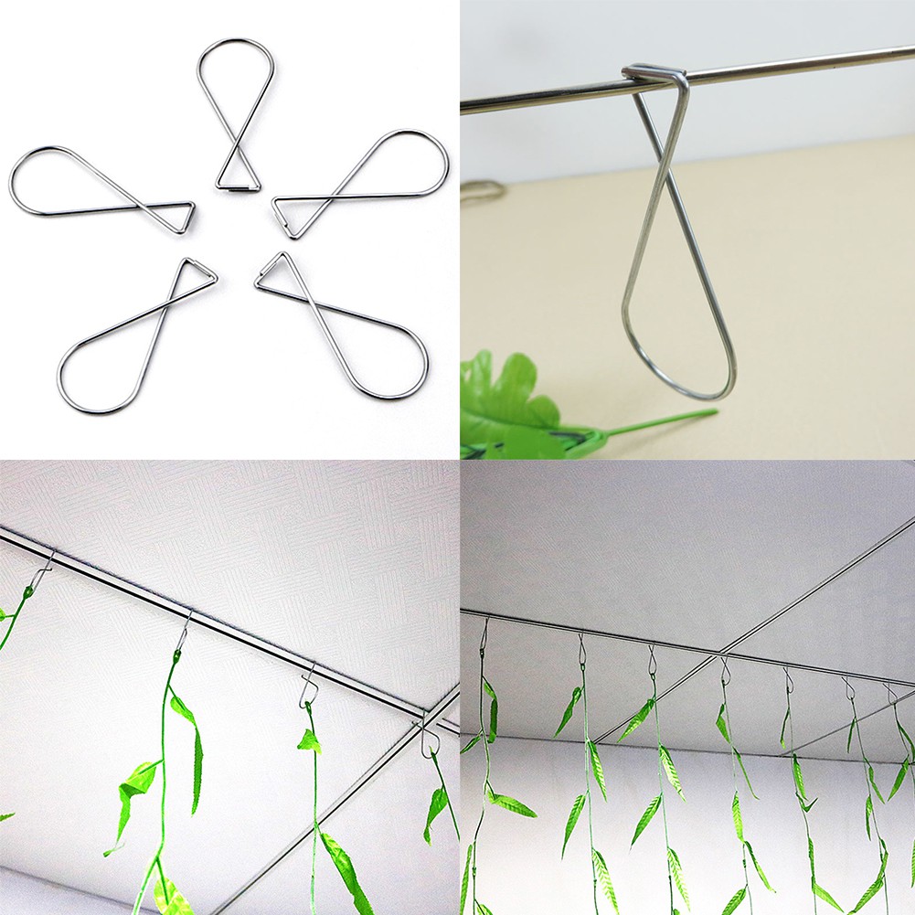 100pcs Flexible Tile Drop Clips Hanging Decorations T Bar Ceiling Hangers Hook