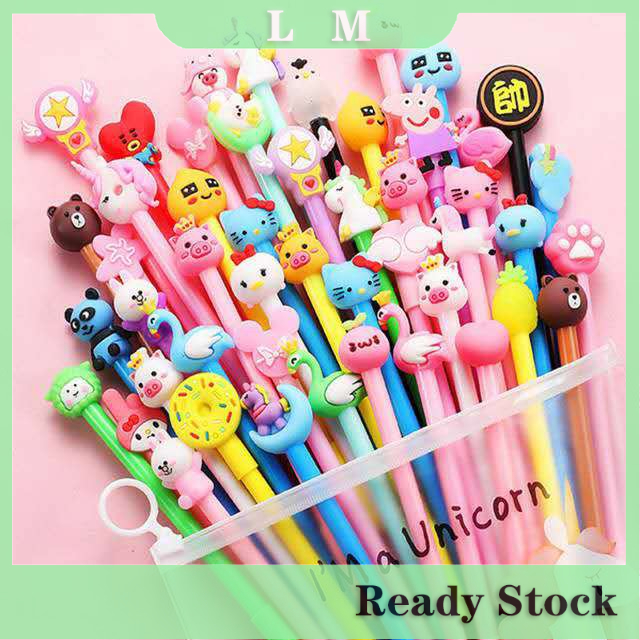 20pcs Cute Unicorn Pen stationery set cute cartoon black gel pen set plus  pencil case signature pen student | Shopee Malaysia