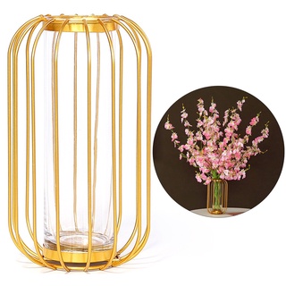 Gold Flower Vase Vases Modern 21*12*12cm Gift Golden Metal Frame Desktop Decoration Hydroponic Plant Test Tube