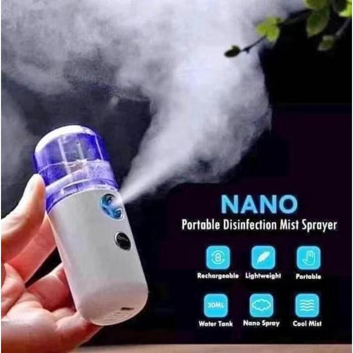 [[ HADIAH PERCUMA Portable Mini Face Nano Water Mist 30ML Sprayer Pengukus Muka USB Recharge Nano Mist Anti Virus Disin