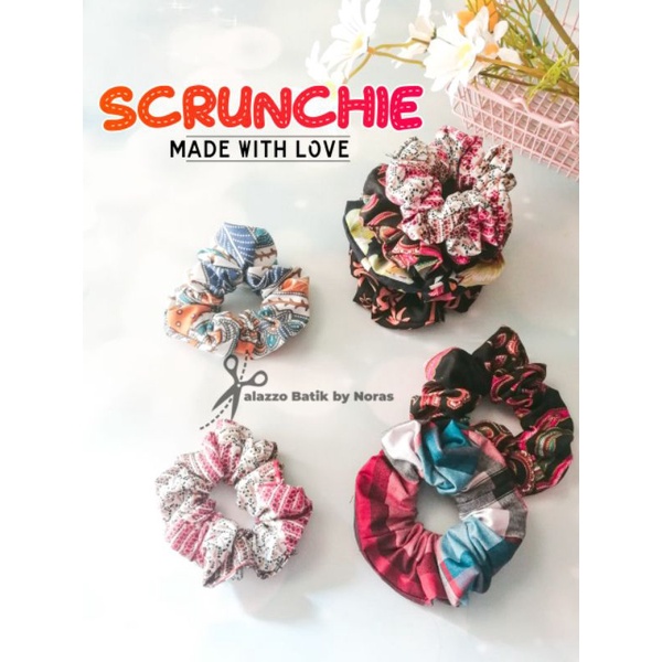 Scrunchies Elestic Hair Accessories Hair Bands Hair Tie Ponytail Holder Hair Batik print Handmade (3pcs/set)