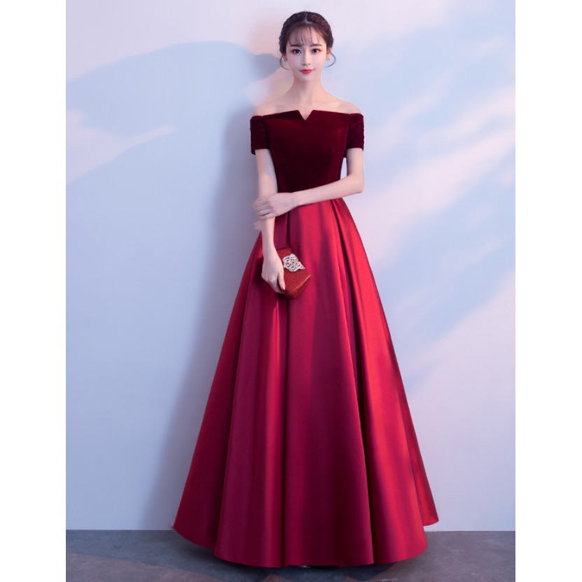 shoulderless gown