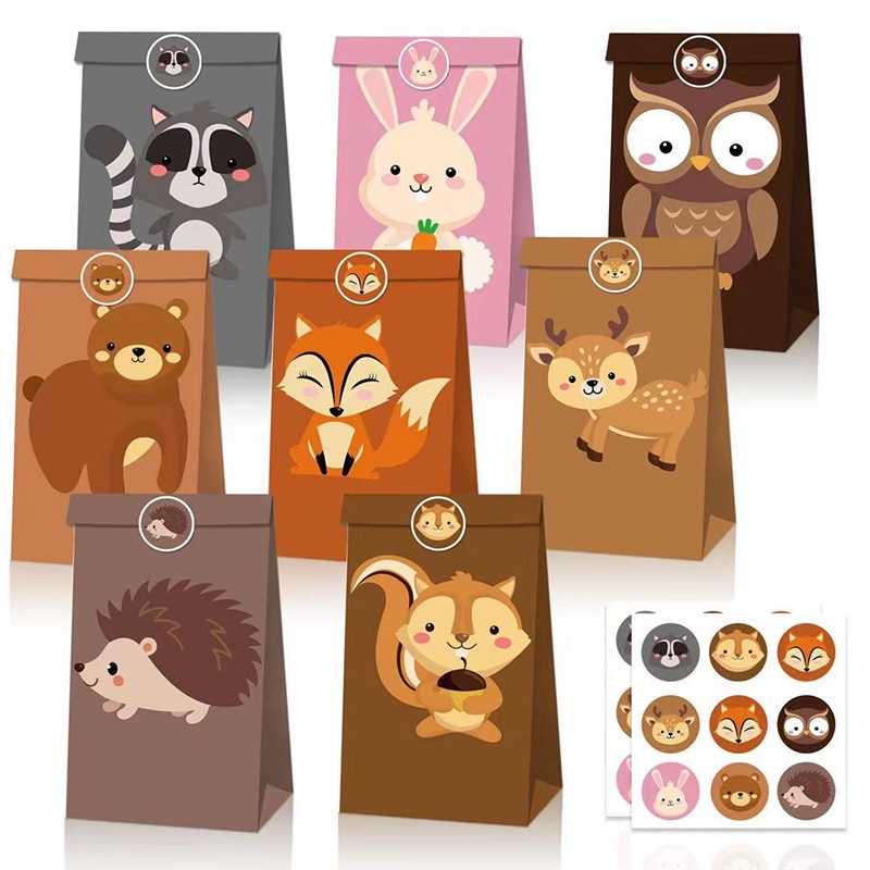 8pcs Woodland Animals Paper Candy Gifts Bags Jungle Party Decor Sweet Gifts  Box Kids Birthday Baby Shower Party Supplies | Shopee Malaysia