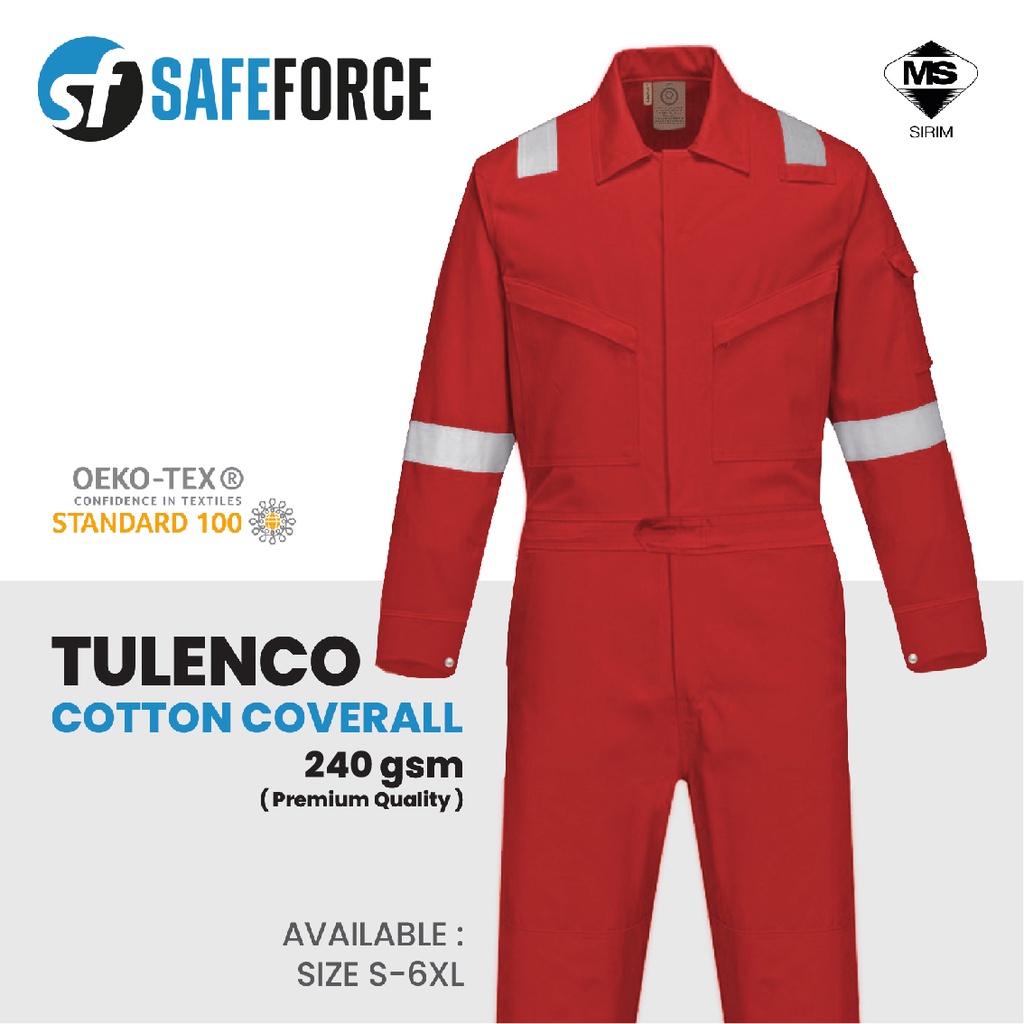 Tulen Cotton Coverall 2" Reflector 240gsm Premium Quality Coverall Plus Size Non-FR  Baju Kerja Keselamatan - Murah