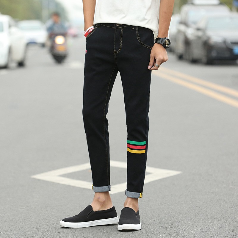 striped ankle length pants