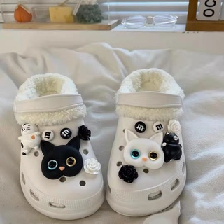 Holes Slippers Cute Cat Decoration Accessories, Cat and Other Decoration with Glues. not shoes, just deocration.