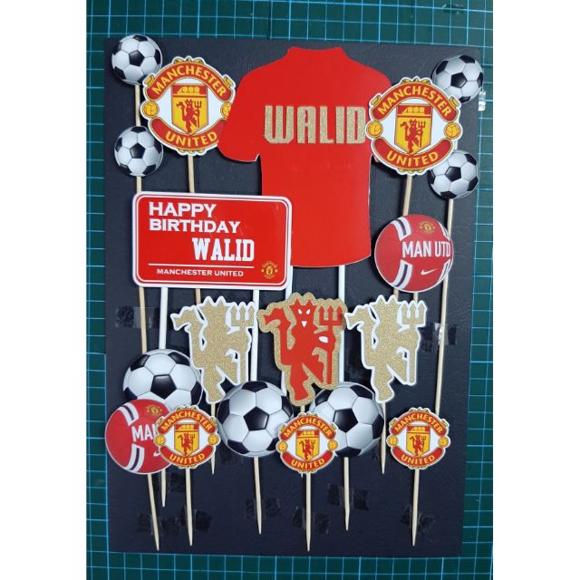 Manchester United Mu Football Club Cake Topper Glitter Laminated Material Custom Malaysia Shopee Malaysia - club kek roblox