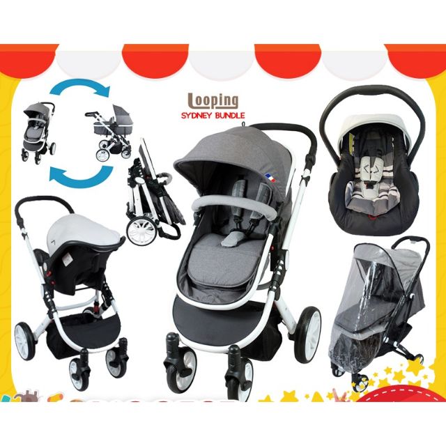 looping stroller with car seat