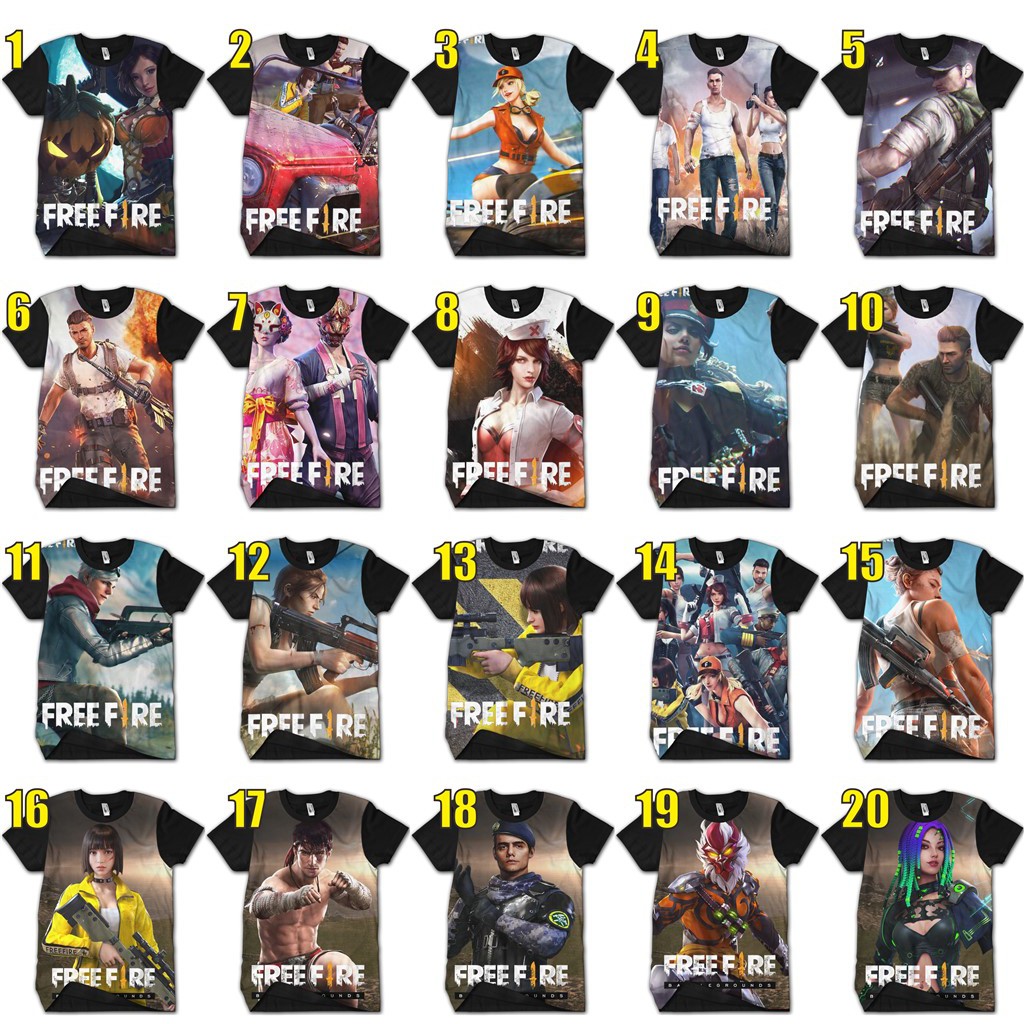 T Shirt Free Fire T Shirt Game T Shirt Gaming T Shirt Freefire Shopee Malaysia