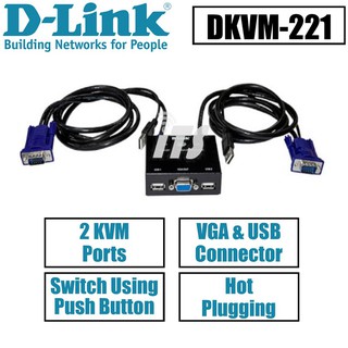 D-Link 2-Port KVM Switch with VGA and USB Ports (KVM-221)
